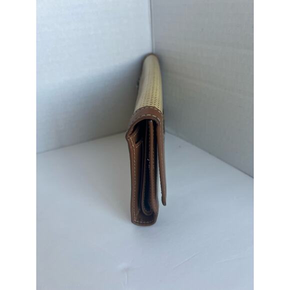 Vintage Dooney and Bourke Beige and Brown Leather Bifold Checkbook Over Flap - Picture 3 of 15